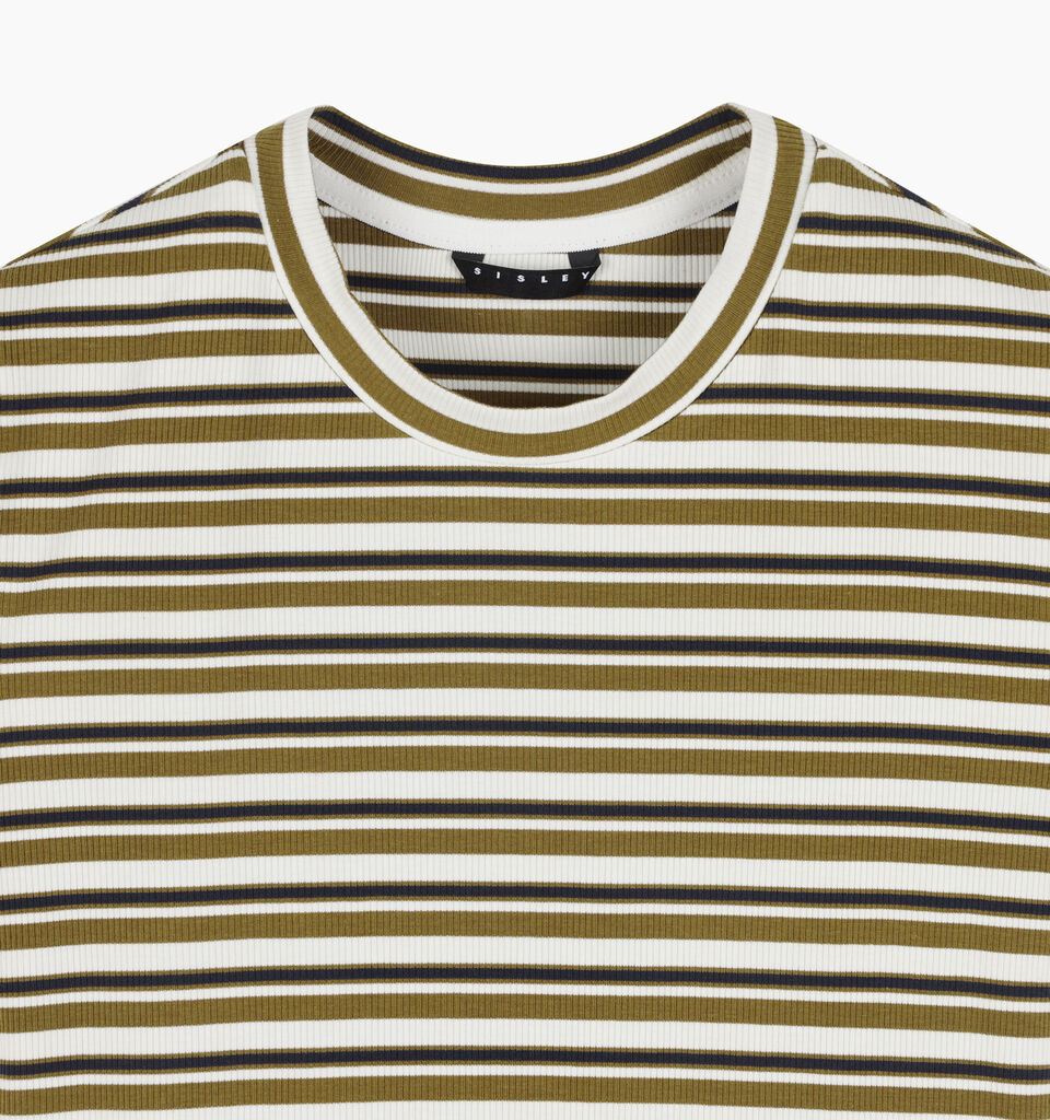 Black striped t-shirt - sisley k short sleeve t-shirt - Beige | Sisley K image number 3